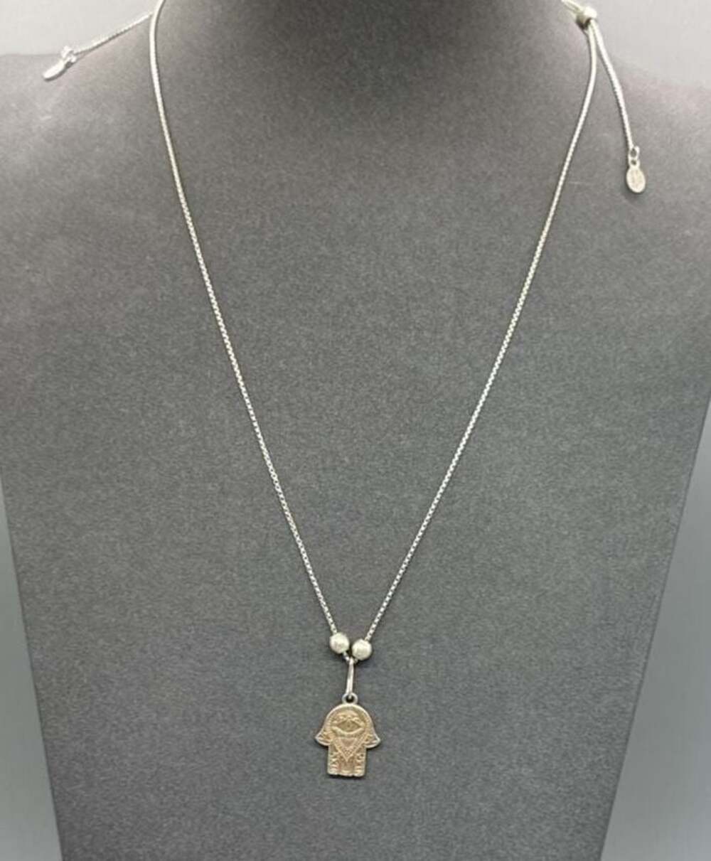 Alex and Ani Hand of Fatima Hamsa Adjustable Sterling Silver Necklace 975